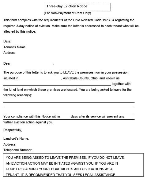 three day eviction notice