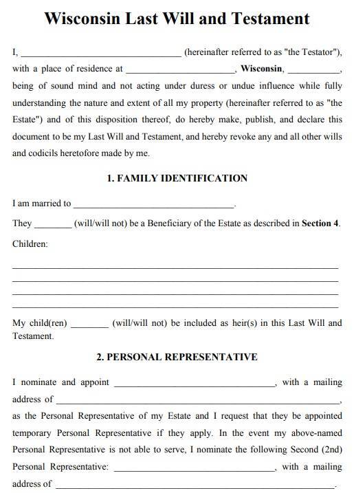 wisconsin last will and testament form