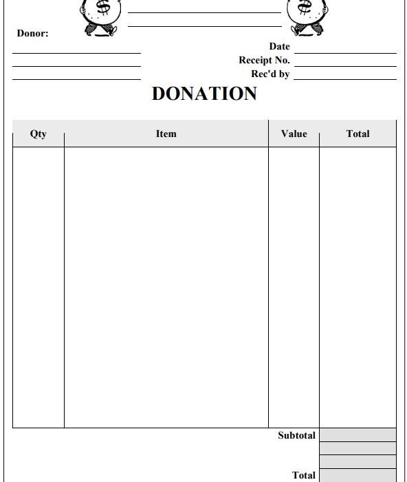 charitable donation receipt template