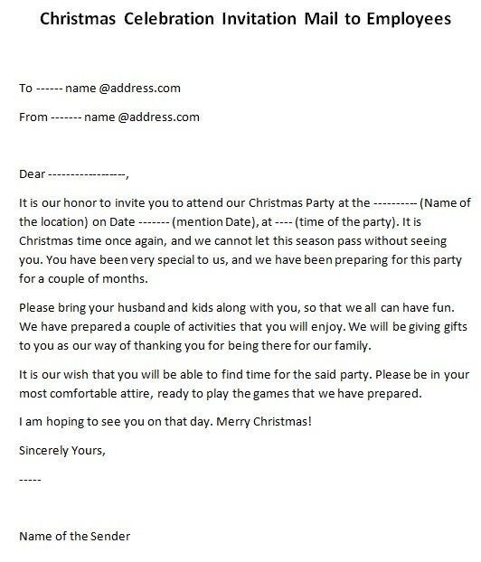 christmas celebration invitation mail to employees