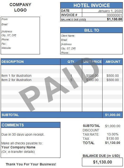 marriott hotel receipt template