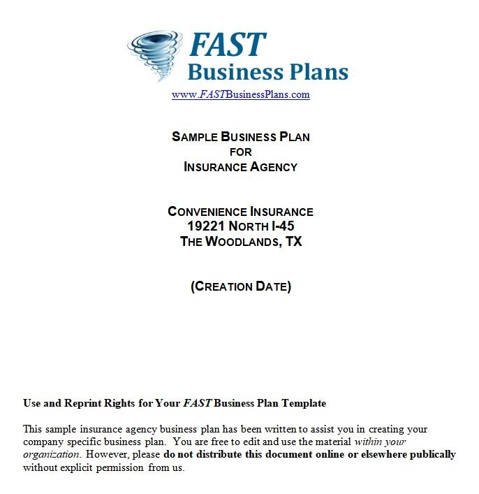 sample business plan template for insurance agency