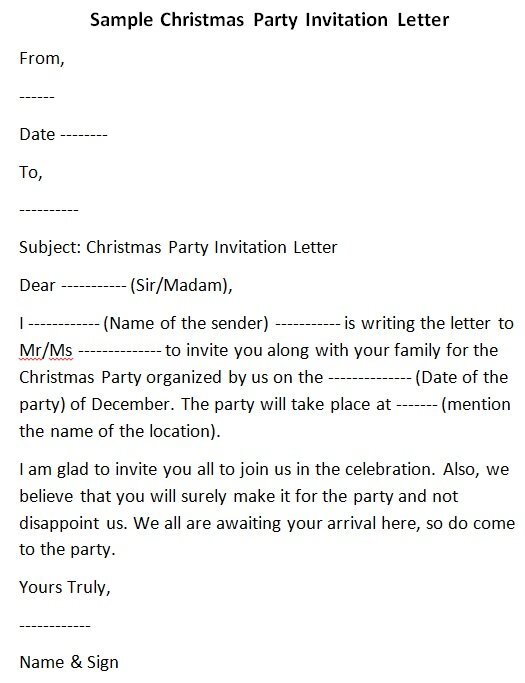 sample christmas party invitation letter