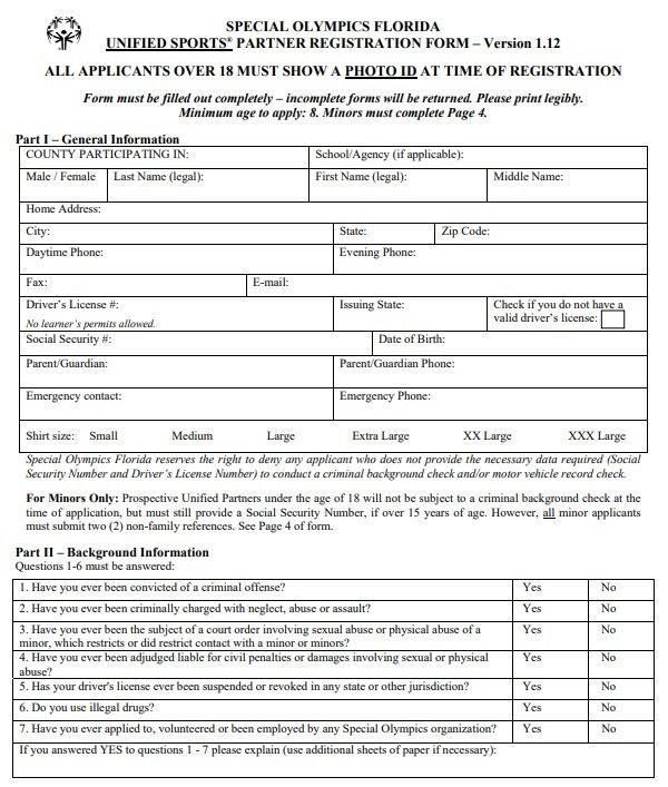 sports partner registration form