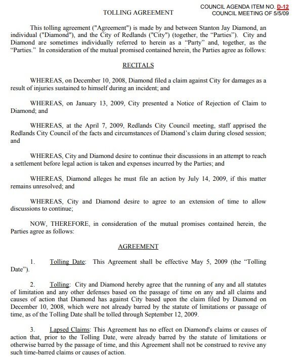 council tolling agreement template