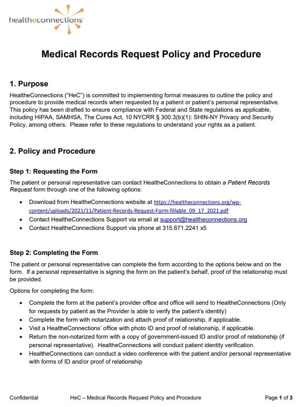 electronic medical records policy and procedure template
