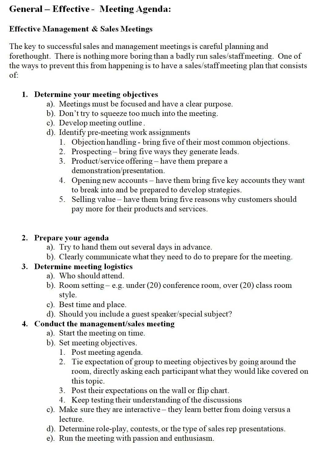 free sales meeting agenda template