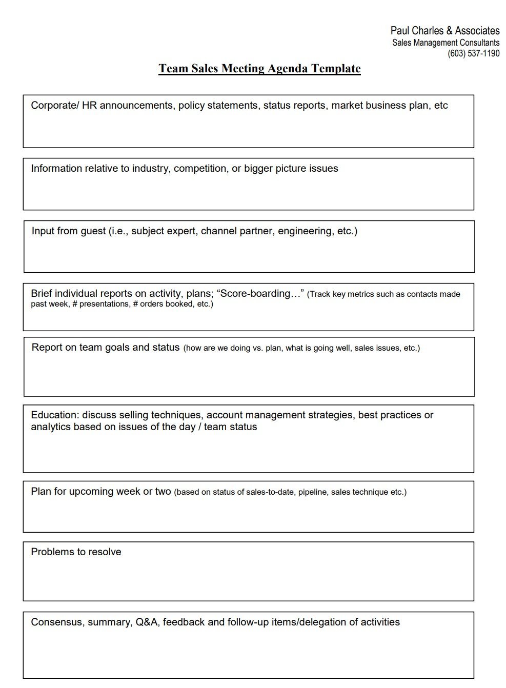 team sales meeting agenda template