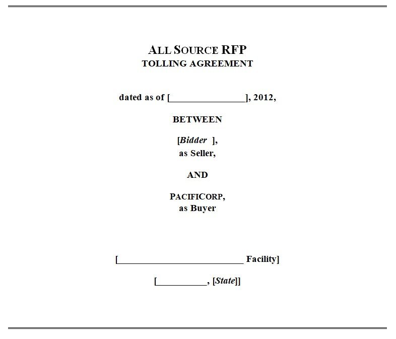 tolling agreement power sample