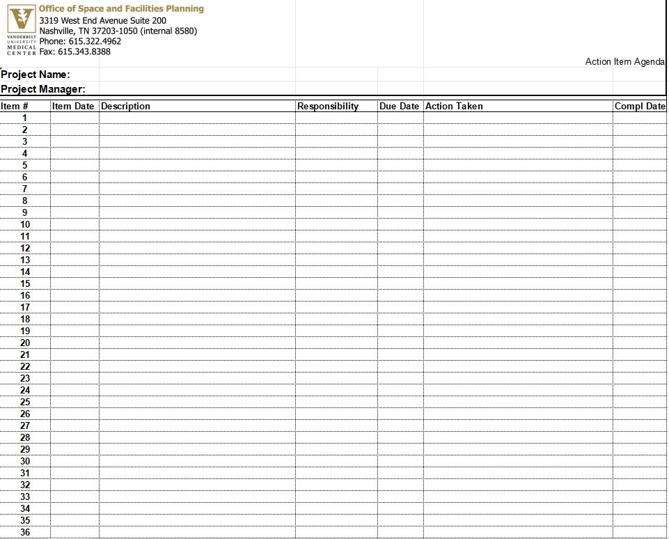 action item agenda template