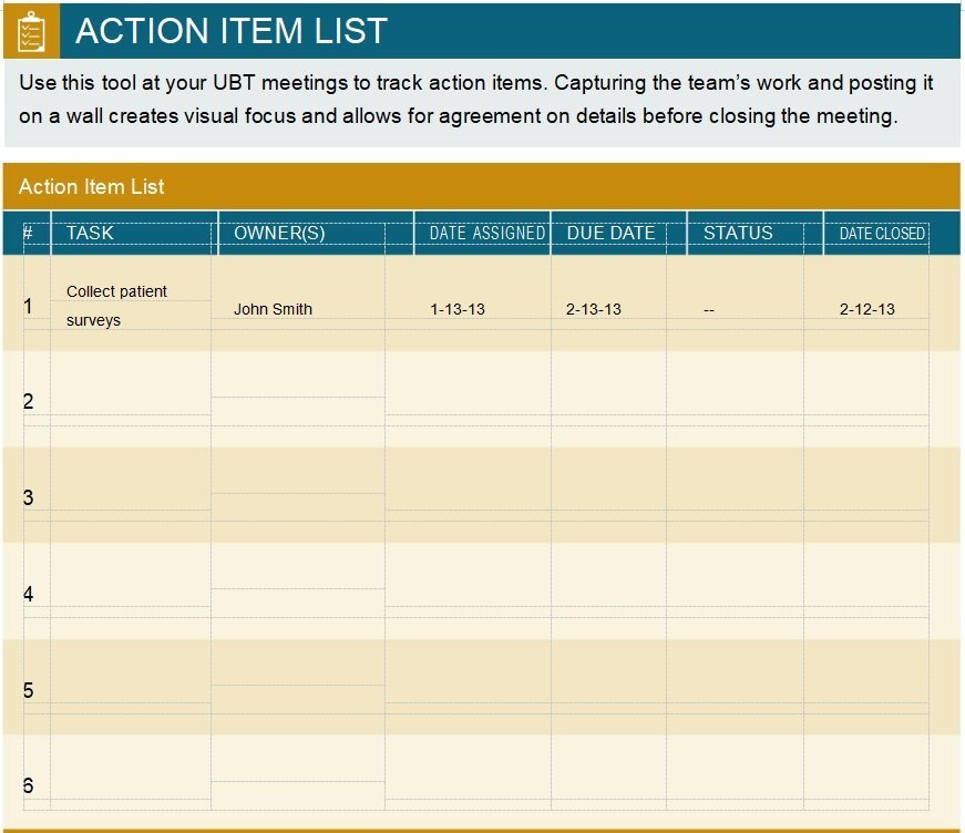 action item list template