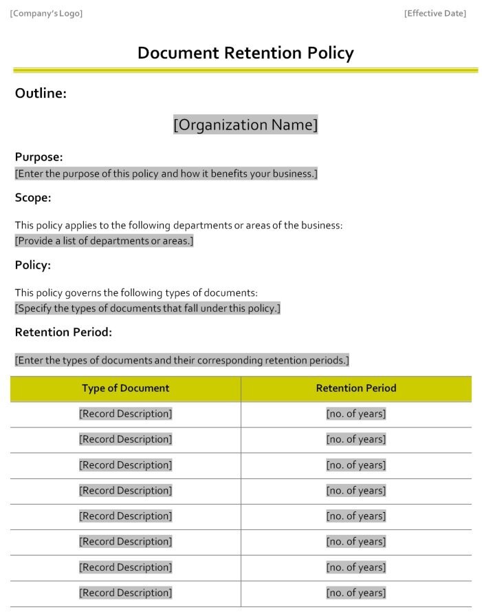 document retention policy