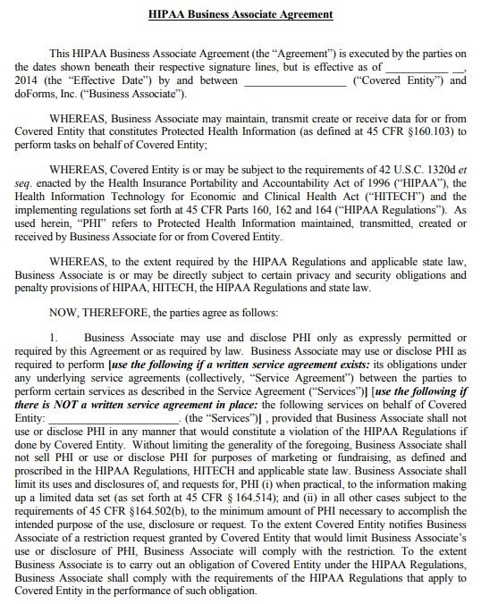 hipaa business associate agreement